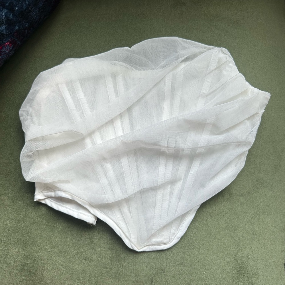 Super down white corset top